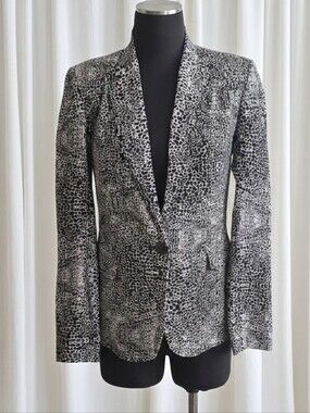 Kelly Wearstler Black and Ivory Leopard-Print Jacket